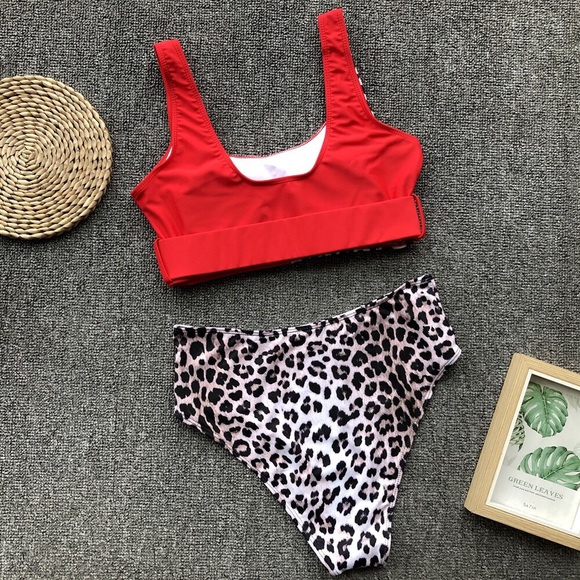 Red leopard print bikini set sw109 - Picture 5 of 5